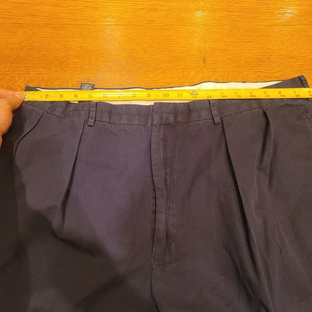 Polo By Ralph Lauren 100% Cotton Navy Blue Chinos 42x32 Pleated Cuffed